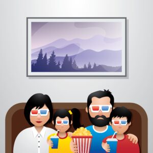 family watching movie together
