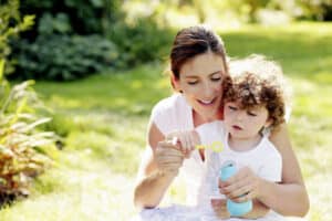 mother spending quality time with toddler