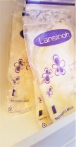 lansinoh breast milk freezer bags with breastmilk in them