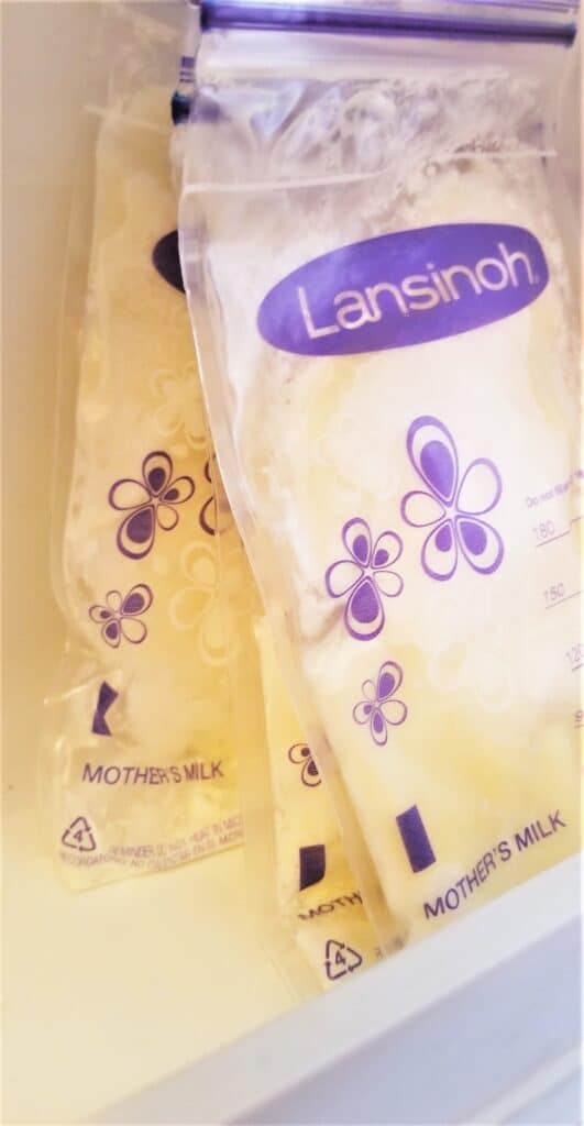 lansinoh breast milk freezer bags with breastmilk in them
