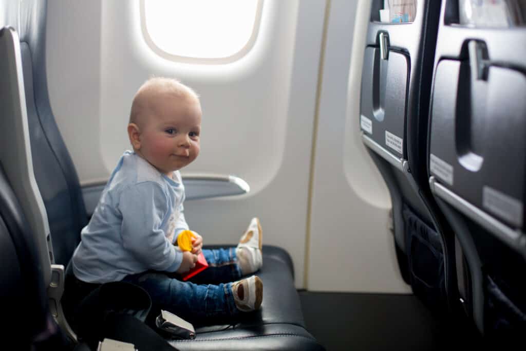 toddler on an airplane