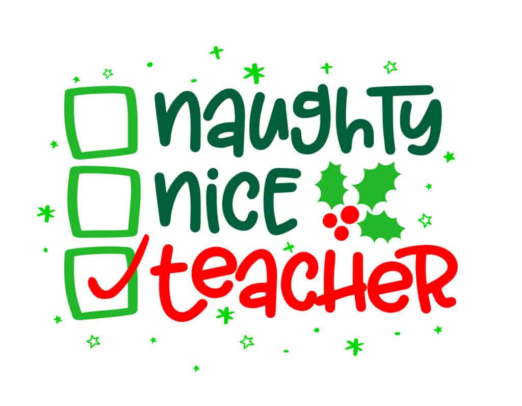 picture of a Christmas checklist with naughty and nice and the teacher having a check mark by it
