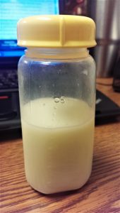 bottle of breast milk at work