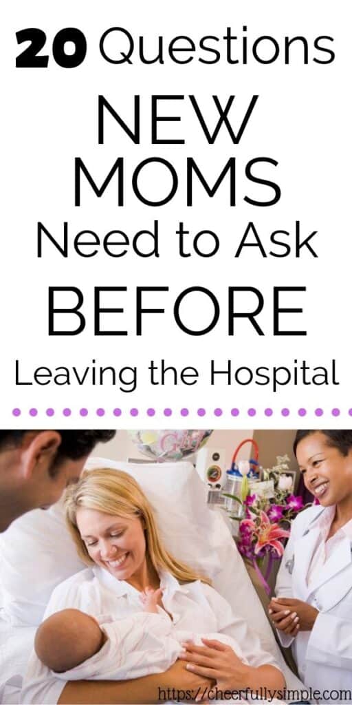 postpartum questions new moms need to ask before leaving the hospital Pinterest pin