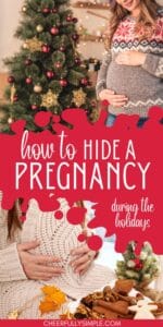 how to hide a pregnancy during the holidays with two pregnancy women wearing sweaters with small baby bumps Pinterest pin