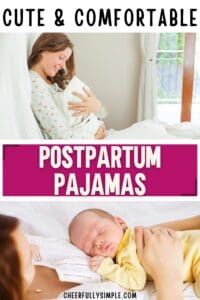 cute & comfortable postpartum pajamas for new moms Pinterest pin